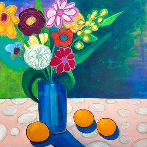 Blue Vase and Oranges 20X20