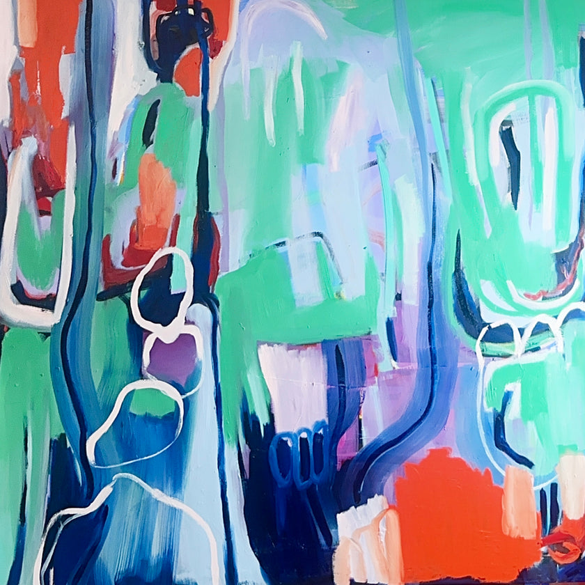 The Three Conflicts - 48x48.   Artist Jael Roznicki